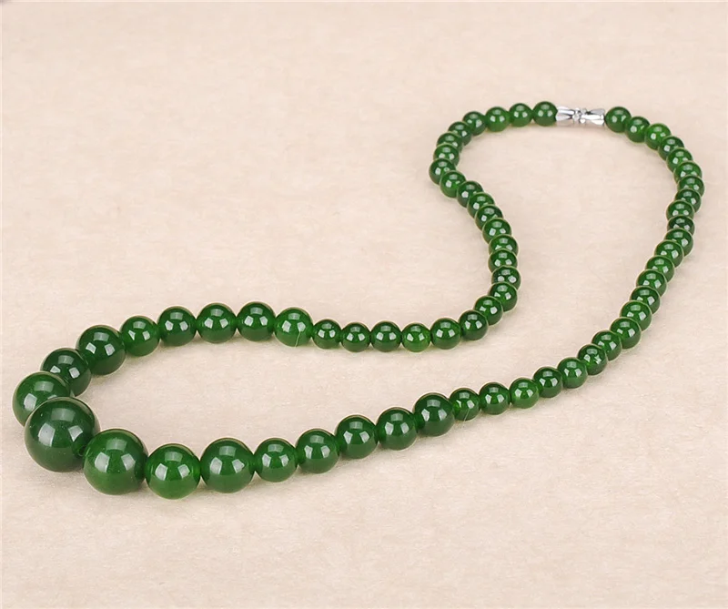 Подлинное натуральное зеленое ожерелье из бисера 6 14 мм ювелирные изделия Jadeite