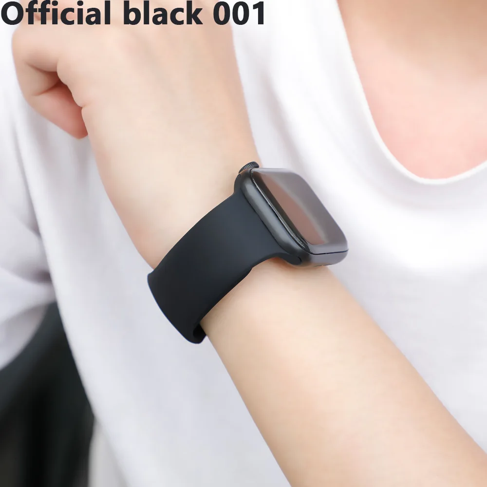 Official black 001 Ремешок для apple watch Correa iwatch 42 мм 38 мм 40 мм Браслет Силиконовый ремешок для часов аксессуары 4 3 2 1 apple watch 5 ремешок 44 мм - Цвет ремешка: Official black 001