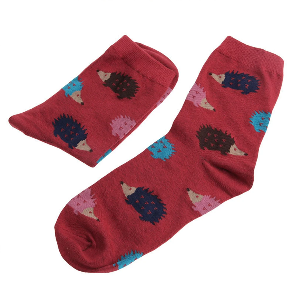 1 пара новых женских осенне-зимних теплых мягких Хлопковых Носков повседневные эластичные Носки с рисунком ежа носки без пятки#5