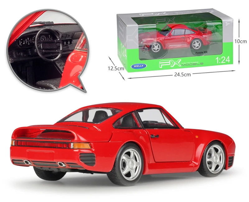 Модель автомобиля из металлического сплава в масштабе 1:24 Porsche 959|Наземный