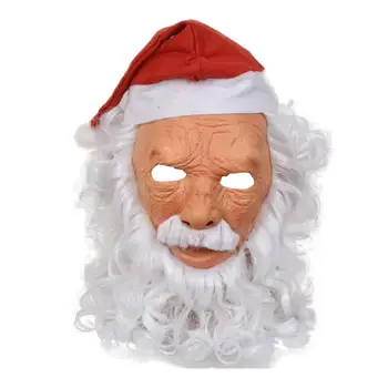 

Santa Claus Mask Holiday Masquerade Latex Mask Headgear White Beard Old Man Mask Hand-Made Santa Cosplay Headgear Prop