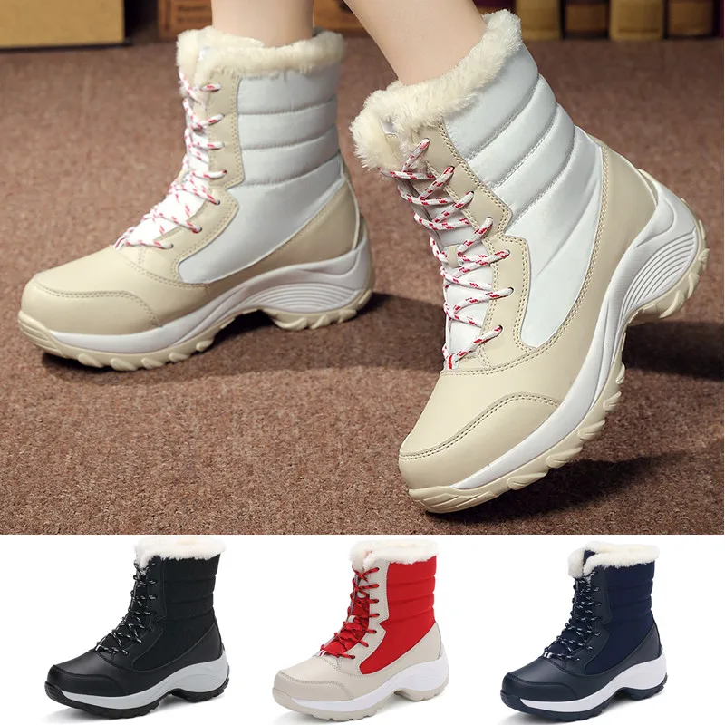 

Womens Fashion Winter Warm Snow Boots Mid Calf Outdoor Walking Non-Slip Shoes for Skiing