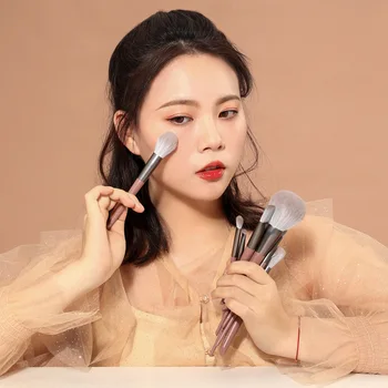 

Dew wei ya Sword Sister-in-Law Joint-Cosmetic Brush Set Cinnamon Milk Tea Series Beginners Makeup Brush Set Storage
