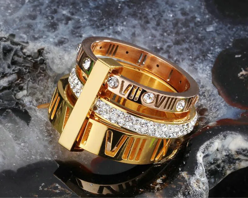 Anillo полосы для женщин дизайн Богемия Стиль Золото Цвет Нержавеющая сталь многослойное кольцо Свадебные ювелирные изделия