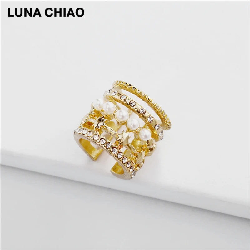 LUNA CHIAO модные ювелирные изделия стильные жемчужные серьги-манжеты штабелируемые широкие металлические манжеты для женщин