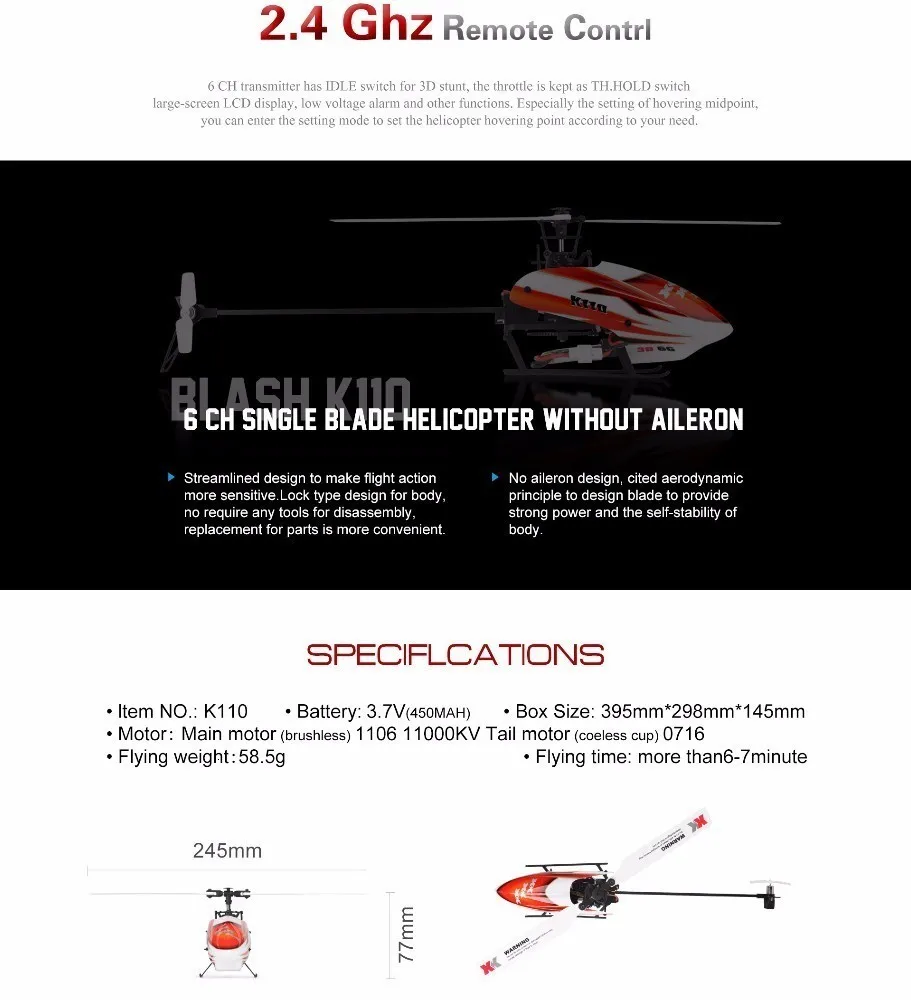 Wltoys XK K110 Blash 6CH бесщеточный 3D6G Радиоуправляемый вертолет RTF радиоуправляемая игрушка VS V977 V988 Радиоуправляемый Дрон