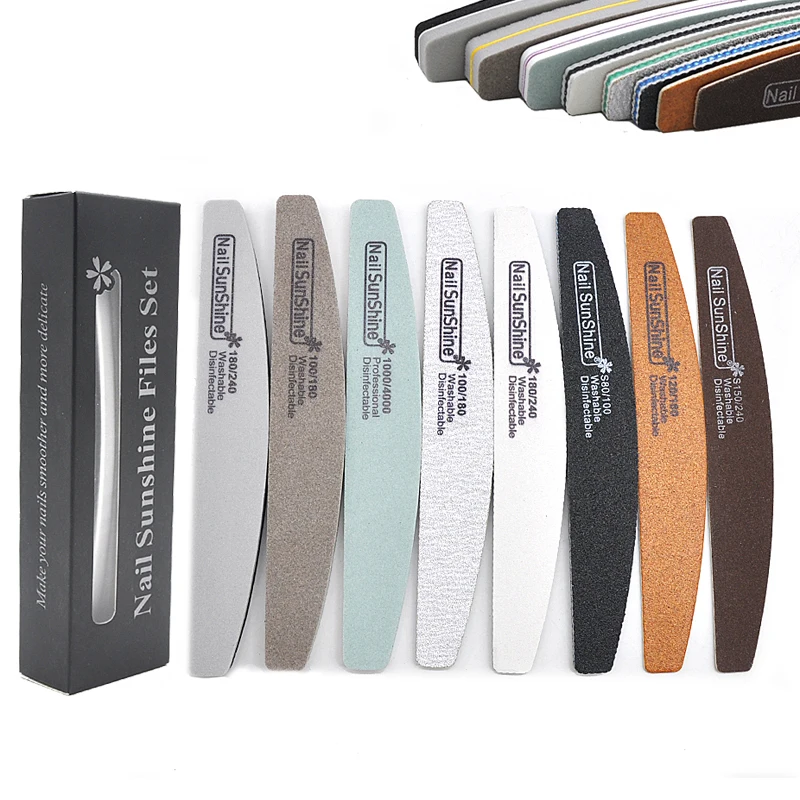 

8 Pcs/box Nail File Set Sanding Buffer Block Pedicure Manicure 80/100/120/150/180/240/1000 Limas Nailfile Gel Nail Files Tools
