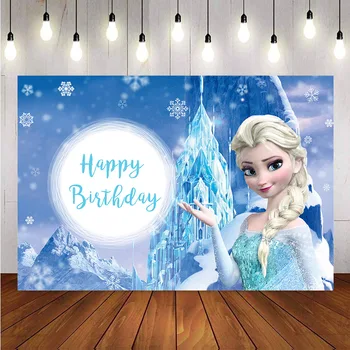 

Happy birthday Frozen backdrop for photography snowflake customize party decoration background for photo studio party decoration
