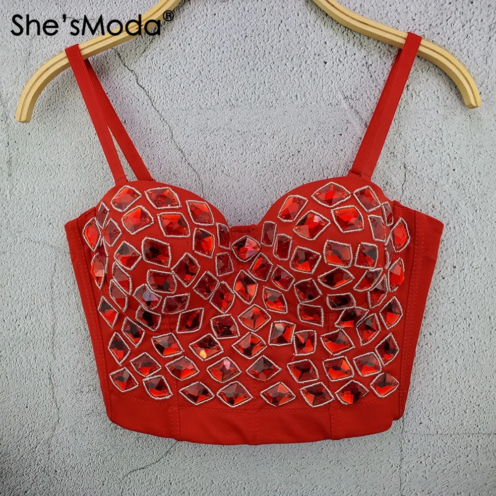 china wholesale 2020 new hand made bead bustier crop top (4)