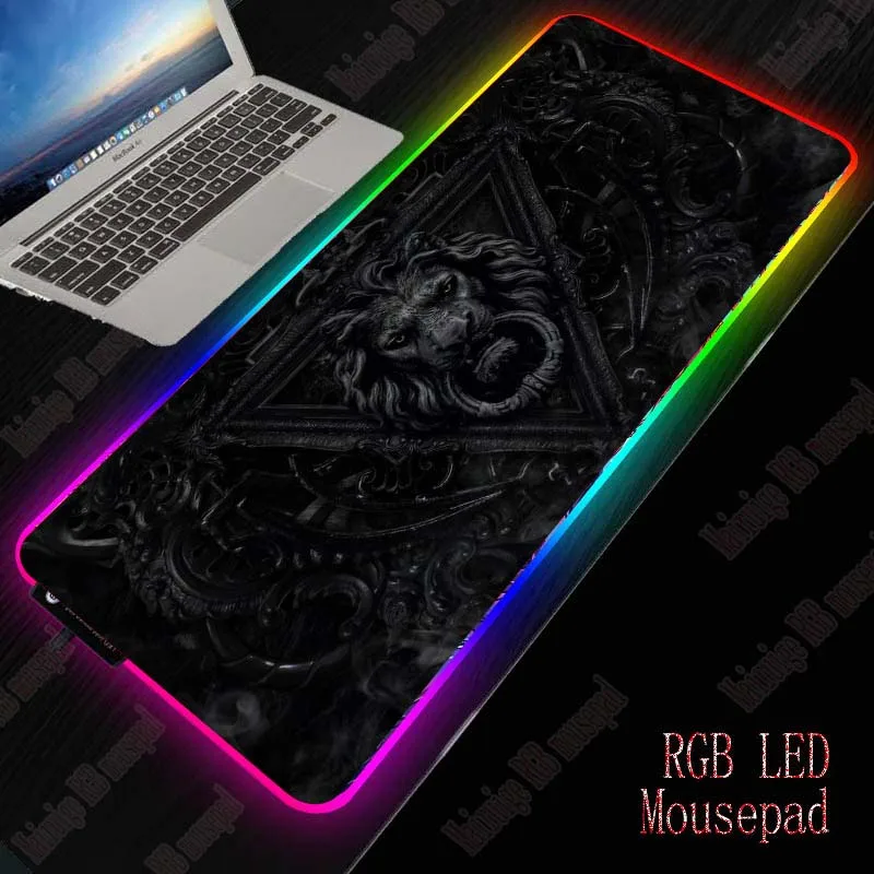 XGZ Lion черный большой RGB игровой коврик для мыши геймерская клавиатура со