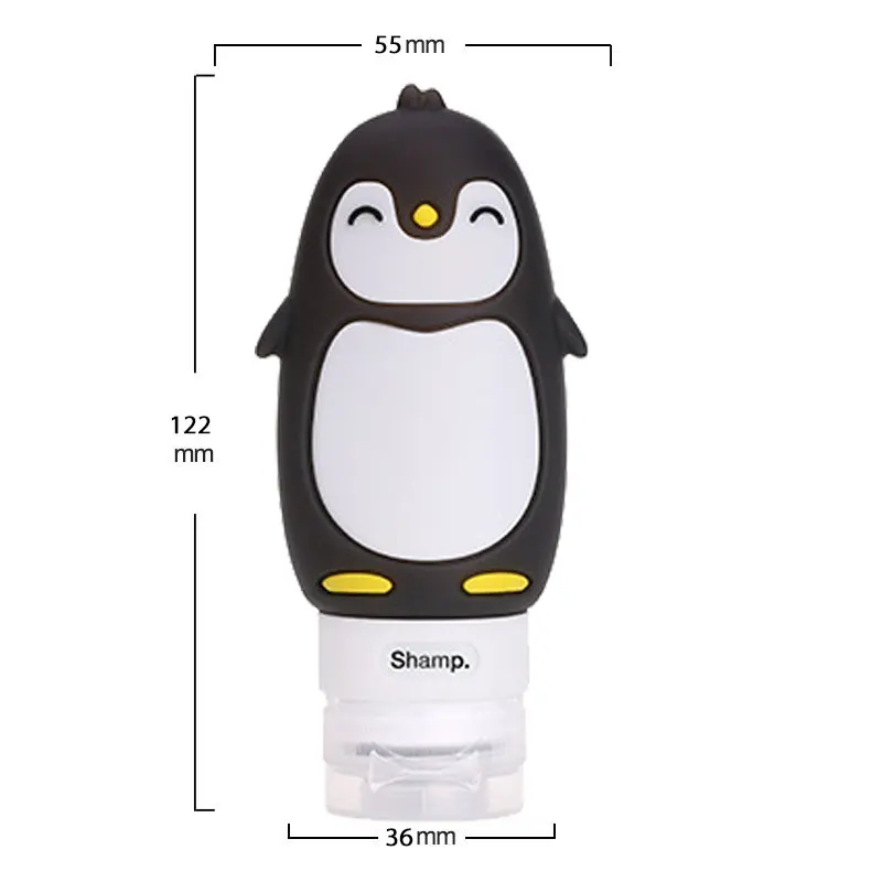 black penguin 1 шт. 38 мл 60 мл 80 мл Портативный Силиконовый многоразовый Пустой дорожный Упаковочный пресс для лосьона и шампуня косметические контейнеры - Цвет: black penguin