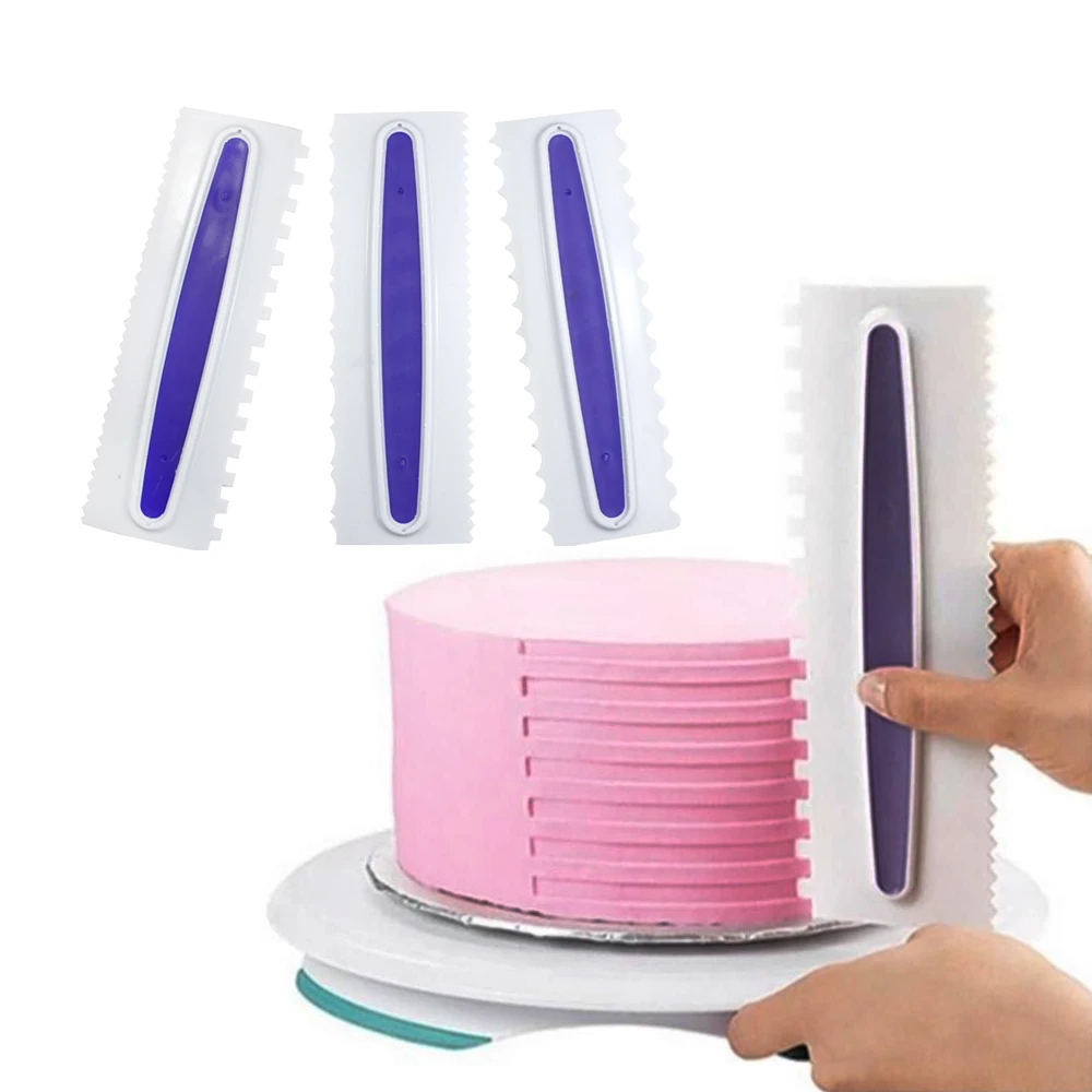 3PCS Cake Scraper Smoother Cream Icing Comb Fondant Spatula Baking Pastry Tool 3PCS Cake Scraper Smoother Cream Icing Comb Fondant Spatula Baking Pastry Tool