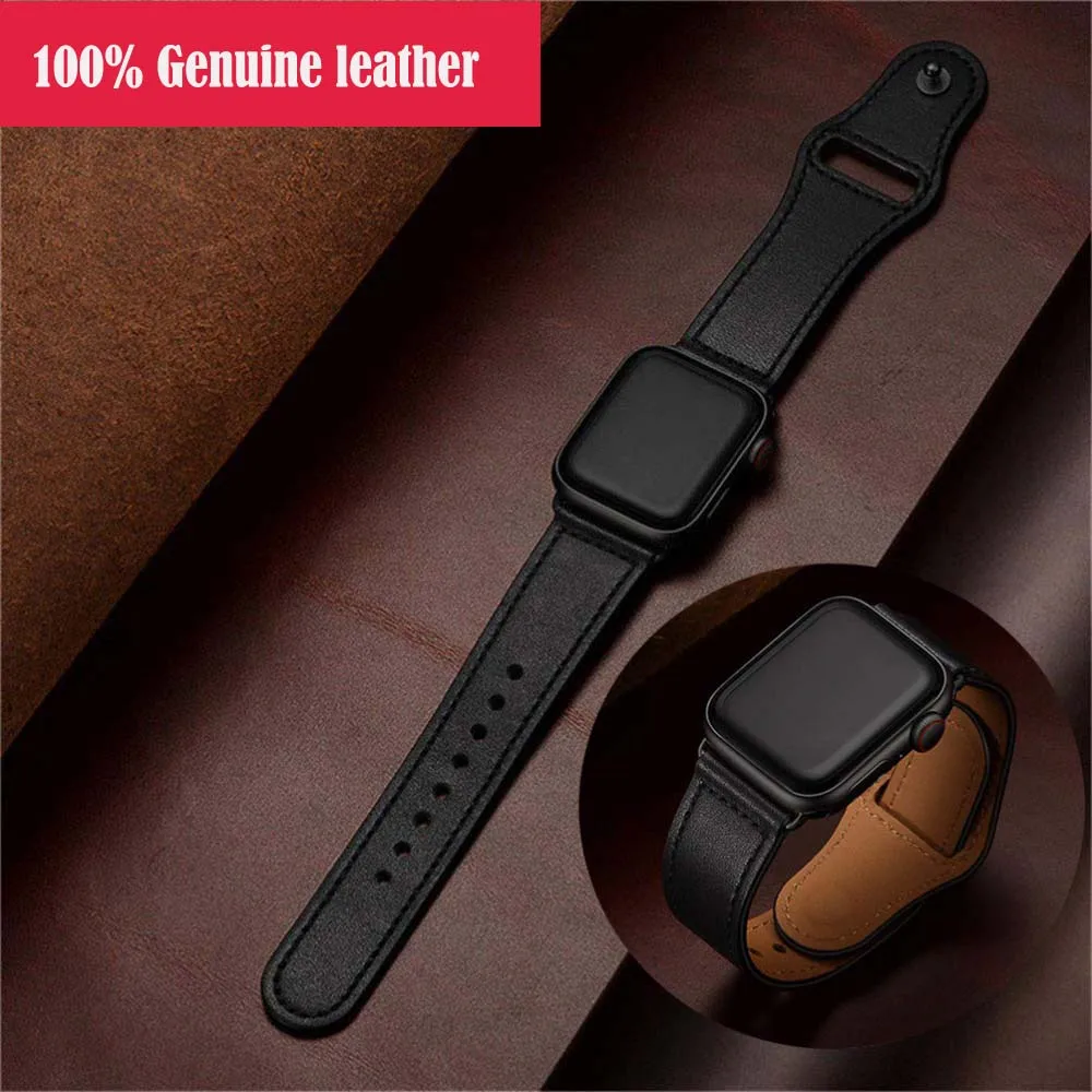 Ремешок из натуральной кожи для apple watch band se 42 мм 44 браслет 6 5 38 40 iwatch 4/3/100% 2/1|Ремешки