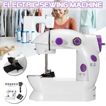 

Sewing Machine Mini Portable Household Night Light Foot Pedal Straight Line Hand Table Two Thread Kit Electric To Sew Lock
