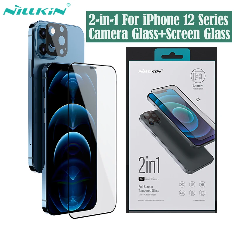For iPhone 12 Pro 12 Mini 12 Pro Max Tempered Glass Nillkin 2-in-1 Camera And Screen Protector Full Coverage Glass For iPhone12