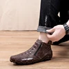 New Men Spring/Winter Warm Plush Boots Handmade Cowhide Split Leather Outdoor Sneakers Non-slip Men's  Work Shoes Ankle Boots ► Photo 3/6