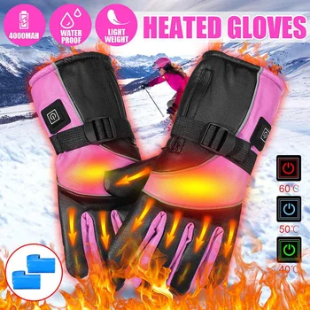 

Motorcycle Gloves Men Waterproof Windproof Winter Moto Gloves thermostat USB Rechargeable Heating Gloves Motorbike Riding Glove