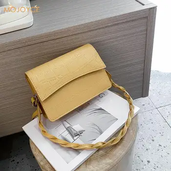 

Multi-functional Female Festival Gifts Pure PU Shoulder Bag Women Stone Pattern Weave Strap Square Flap Messenger Pouch