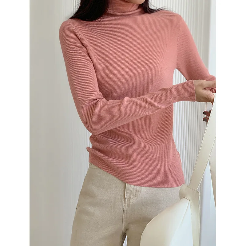 

women thick sweater pullovers long sleeve Gray button o-neck chic Sweater Female Slim knit top White