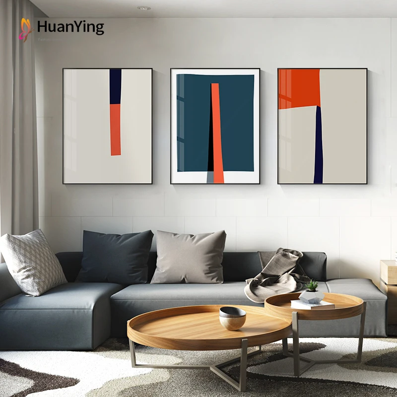 

Abstract Painting Bright Color Blocks Poster and Print Wall Art Pictures for Living Room Bedroom Modern Creative Canvas Painting