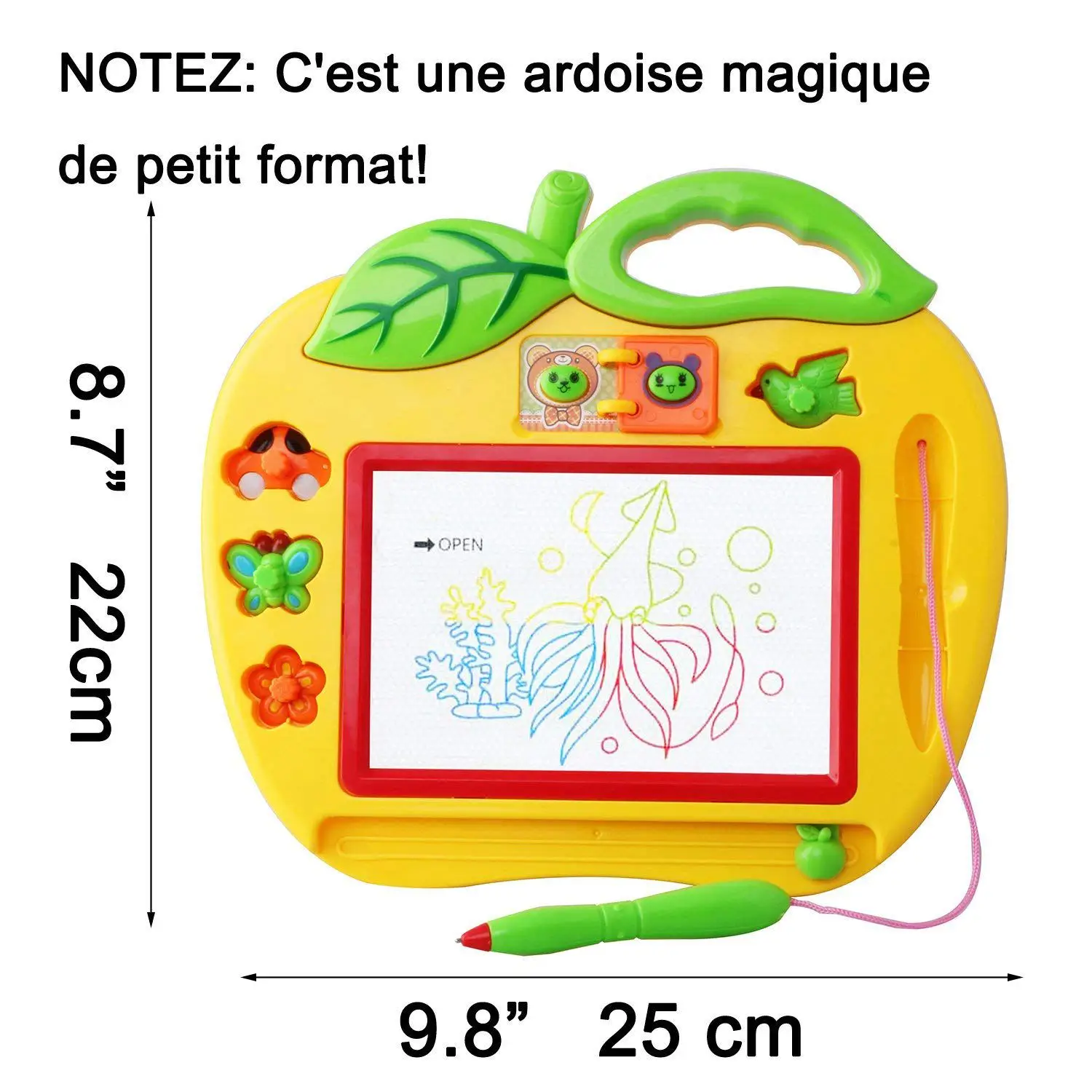 JSES Kids Magnetic Drawing Board With Stamps Magic Slate Board Educational Toys for Graffiti Painting Colorful +Pen 25*22cm
