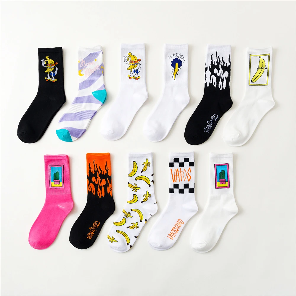 Носки из чистого хлопка для мужчин и женщин, забавные носки в стиле Харадзюку, хип-хоп, уличные носки для скейтборда, рождественские носки, мужские носки с милым рисунком животных