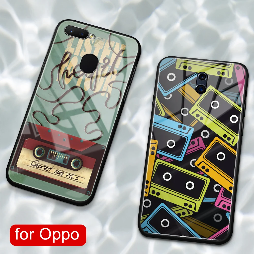 Чехол для Oppo R11 стеклянная задняя музыкальная лента Винтажный чехол R9 R9S R11S Plus R17 R15