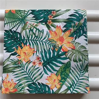 

vintage napkin paper elegant tissue blue green Monstera leaf flower decoupage wedding birthday party decor beautiful serviettes