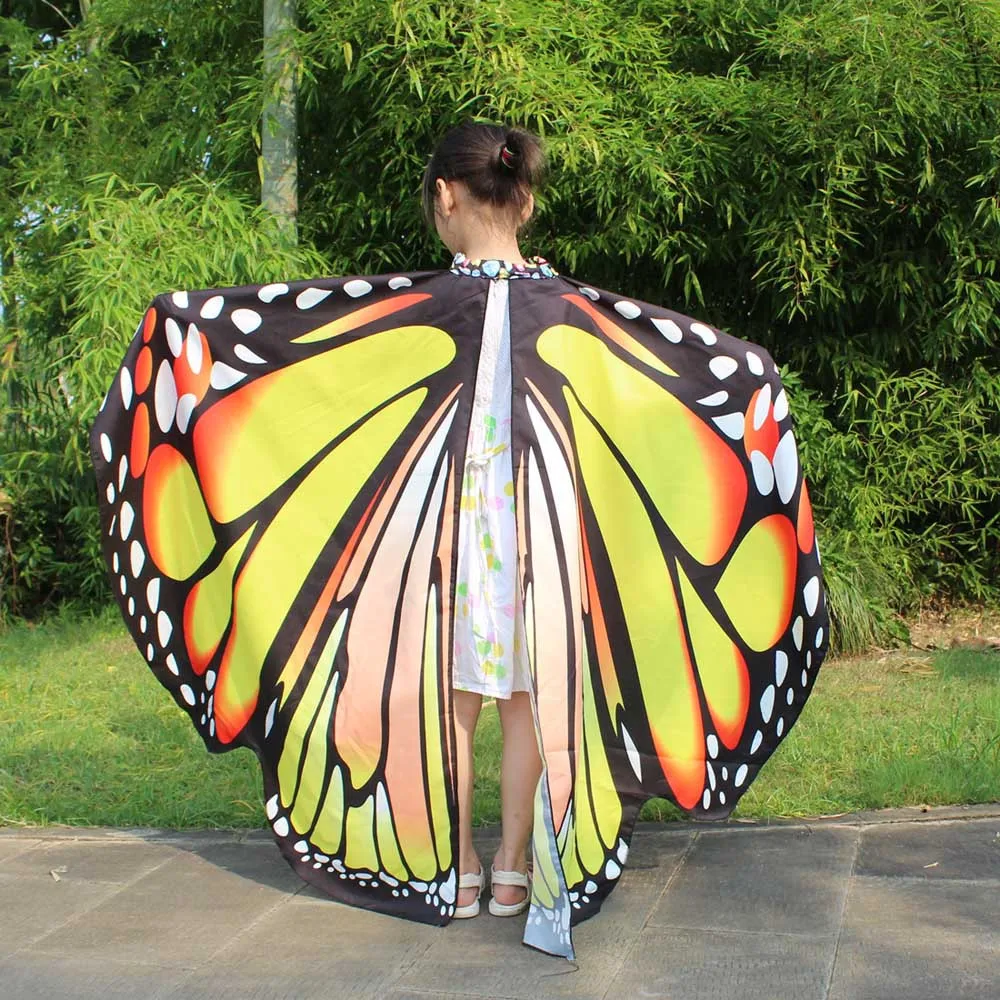 Модный дизайн для маленьких девочек бабочка крыло шаль шарфы Нимфа Пикси пончо костюм аксессуар горячий@ 45