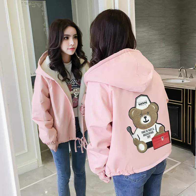 

2019 Winter New Style Korean-style Casual Large Size Dress Students Mid-length Brushed And Thick Lambs Wool Coat