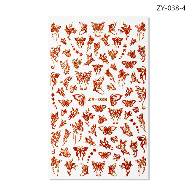 Holographic 3D Laser Butterfly Nail Art Stickers Gold Silver Nail Adhesive Sliders Decals Laser Sticker Decor DIY Manicure