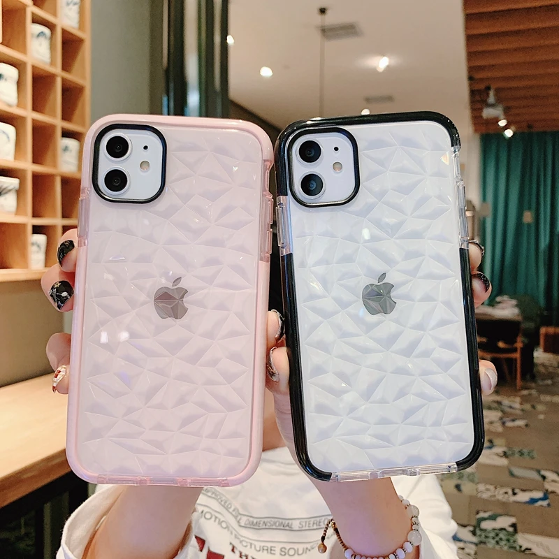 Чехол для iPhone X 11 Pro XR XS MAX 10 7 8 6s 6 Plus с 3D алмазной текстурой ударопрочный гибридный