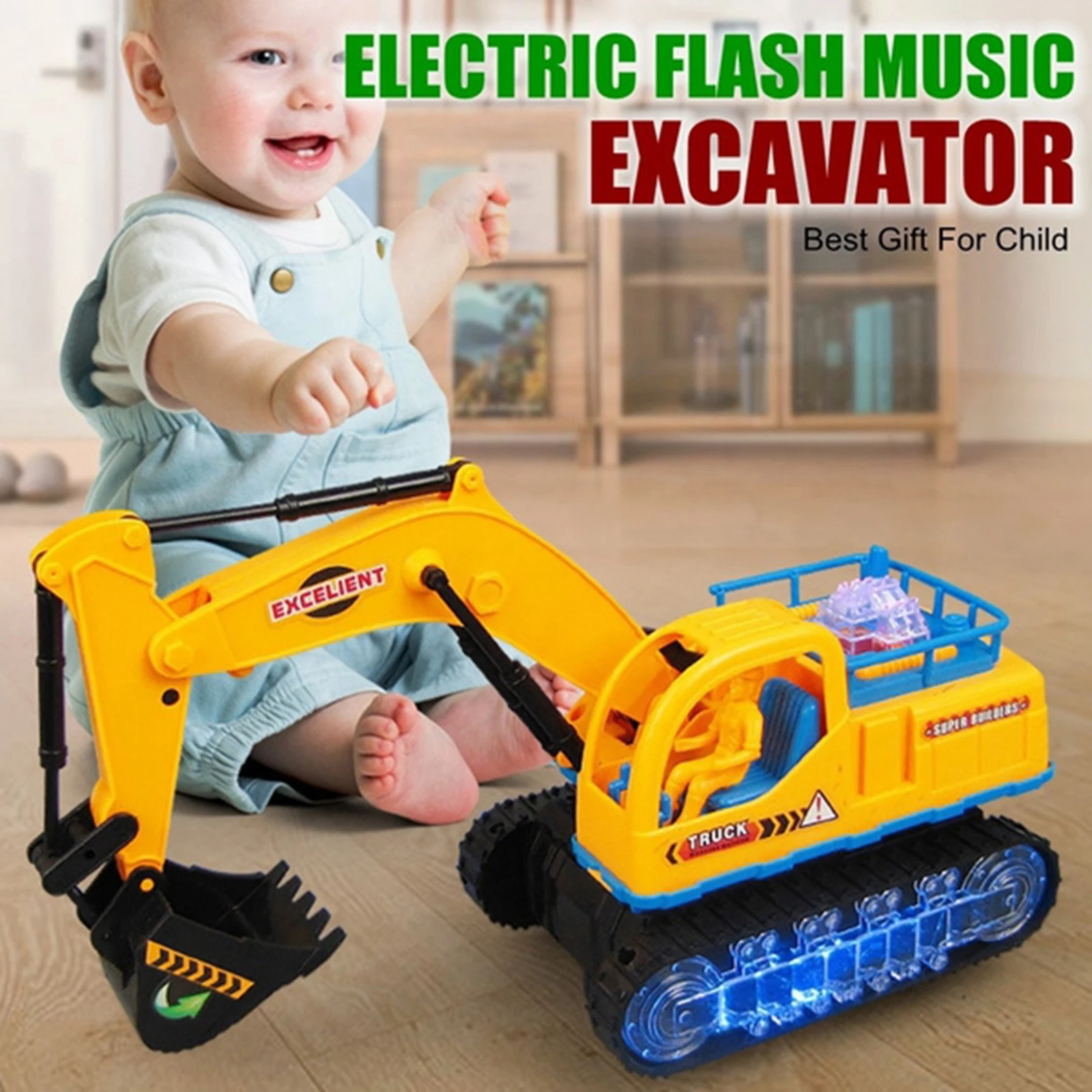 360 Rotation Electric Excavator Construction Car with Music & LED Lights Kids Educational Toys for Children Gift 360 Rotation Electric Excavator Construction Car with Music & LED Lights Kids Educational Toys for Children Gift