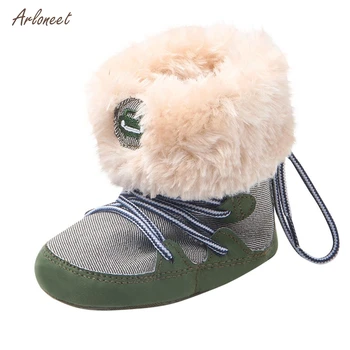 

Autumn Winter Newborn Baby Infant Boy Girl Shoes Solid Snow Boots Striped Warm Shoes Soft Sole chaussure enfant fille hiver