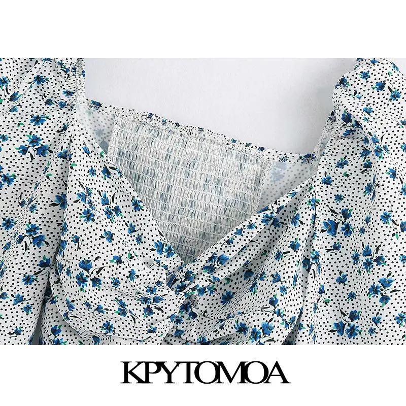 KPYTOMOA Женская коллекция 2020 года модные укороченные блузки с цветочным принтом