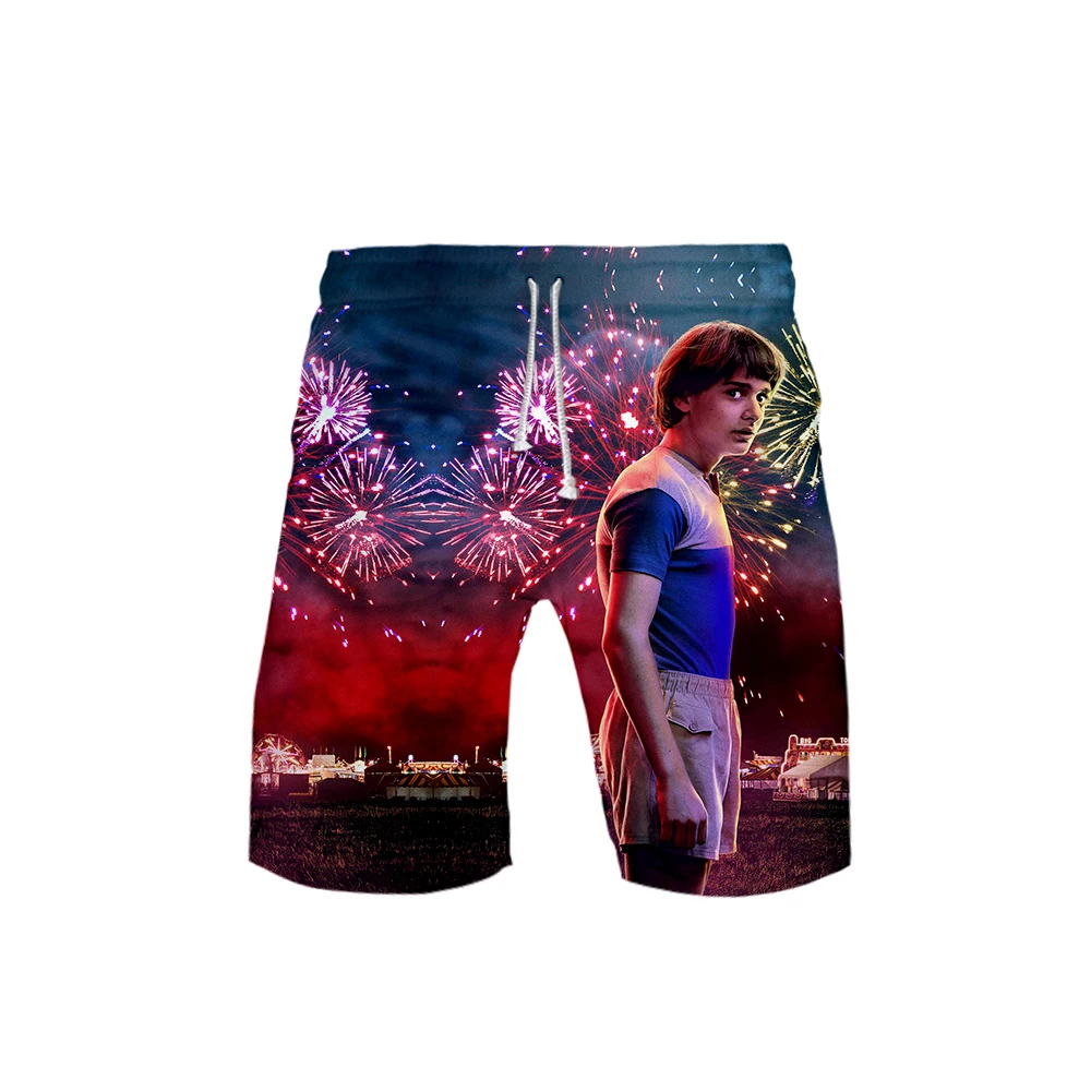 Men Shorts Beach-Board 3d-Print Things-Season Plus-Size Casual Boy Drama U.S. Wild Stranger