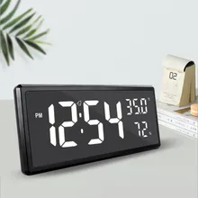 36.3*16*4CM Digital Alarm Clock Humidity Temperature Brightness Darkens At Night Power-off Memory Table Clocks No Plug LED Clock