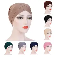 Turban pour femmes musulmanes, couvre-chef islamique, couleur unie, couverture complète, intérieur Hijab, collection 2020