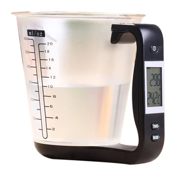 

Measuring Cup Kitchen Scales Digital Beaker Libra Electronic Tool Scale With Lcd Display Temperature Black & Transparent