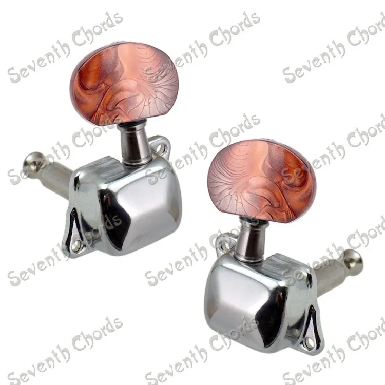 

A Set of 6 Pcs Chrome Coffee Large Ellipse Handle Acoustic Guitar Semiclosed Guitar Tuning Pegs Tuners Machine Heads