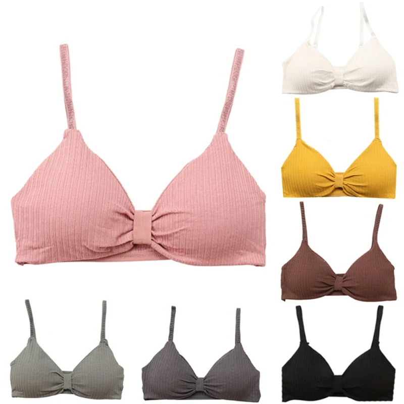 

2020 Bow Bralette Wireless Triangle Cup Bra Non-Convertible Straps Push Up Beauty Back Seamless Thread Girls Soft Bras Lingerie