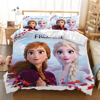 

Disney Frozen Anna Elsa Bedding Set Queen King Size Bed Set Children Girl Duvet Cover Comforter cover Sets 100% Polyester 3 Pcs