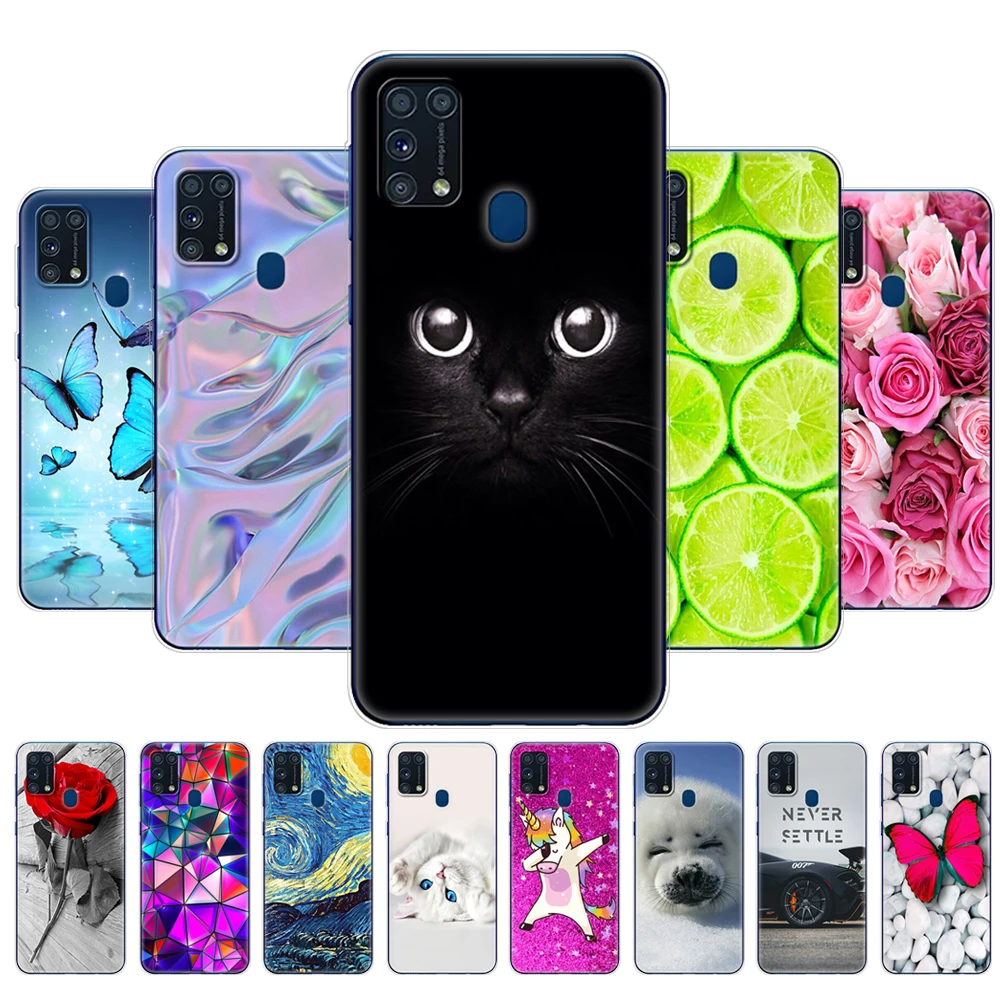 Per Samsung M31 Casi 6.4 "Copertura Molle Del Silicone Tpu Per Samsung Galaxy M31 M 31 Sm-M315Fzbvser M315 Telefono Posteriore Shell Paraurti Fiore