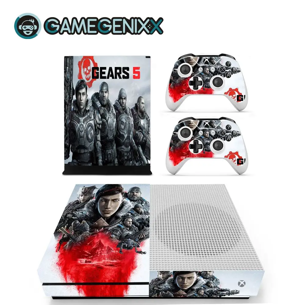 GAMEGENIXX Skin Sticker Protective Decal Cover for Xbox One Slim Console and 2 Controllers- Gears 5