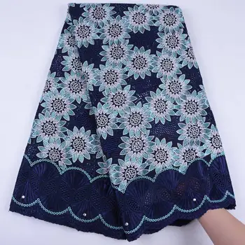 

Cotton African Lace Fabric 2019 High Quality Lace Navy Blue Color Swiss Voile Lace In Switzerland Embroidered Nigerian Lace Fabrics For Dress S1728