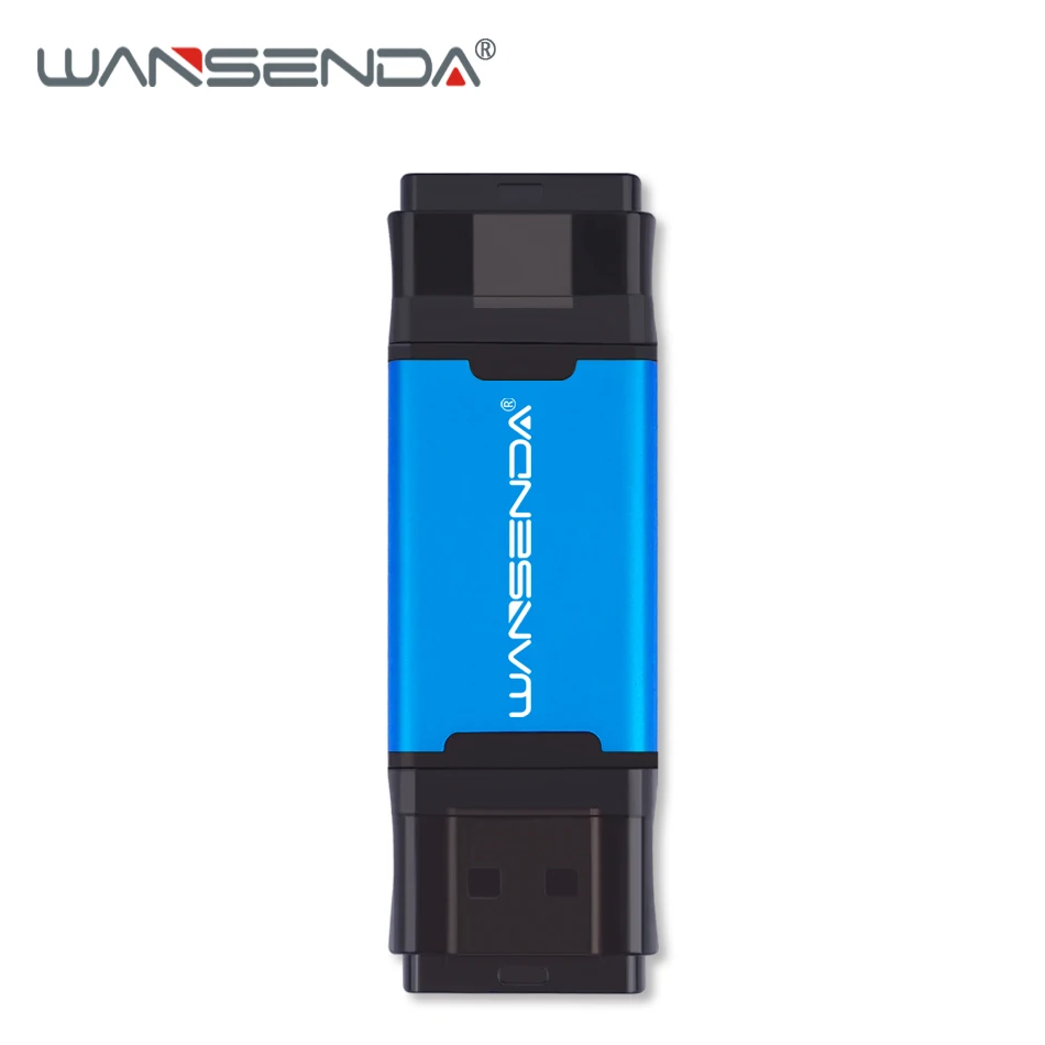 WANSENDA USB 3,0 OTG USB флеш-накопитель type-C флеш-накопитель 32 Гб 64 Гб 128 ГБ 256 ГБ 512 ГБ высокая скорость 2 в 1 Флешка USB карта памяти - Цвет: Синий