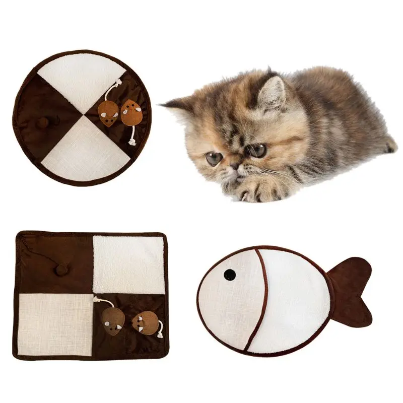 Кошка коврик-Когтеточка для котов Котенок Играть Подушка-Когтеточка с кошачья игрушка "мышь" 449E
