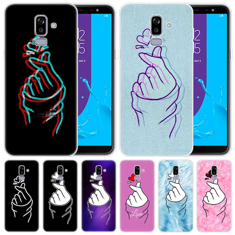Мягкий силиконовый чехол Love on the finger kpop heart для Samsung Galaxy J8 J7 J6 J4 J2 2018 Core J3 2016 J5 2017 EU Plus