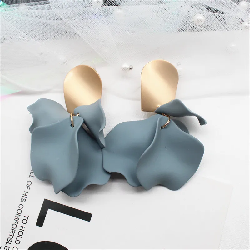 Корея дизайн горячая распродажа модные ювелирные изделия акриловый окрашенные лепестки серьги длинные капли масло преувеличенные серьги для женщин - Окраска металла: N hui