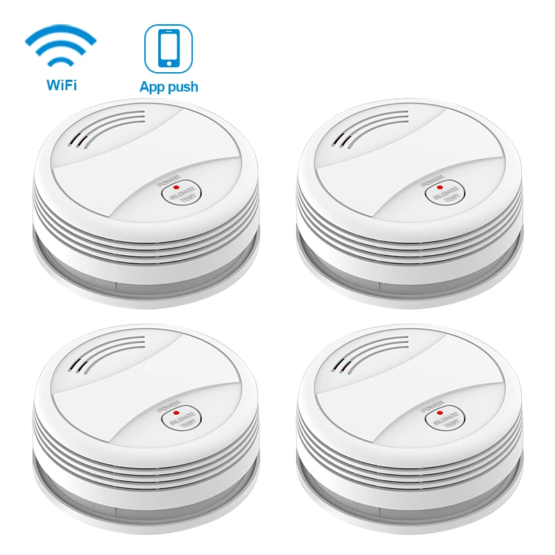 CPVan SM05W Smoke Detector WiFi Tuya Smart Life APP Control Smoke Sensor WiFi Alarm Detector Alarm Systems Security rookmelder - Цвет: 4pcs